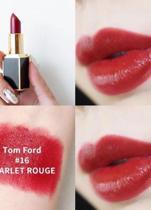 Помада с сатиновым финишем tom ford lip color rouge a levres #16 scarlet rouge 3 г7 фото