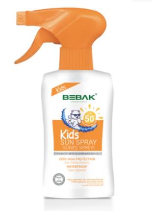 Сонцезахисний лосьйон-спрей для дітей з spf 50+ bebak, 175 мл