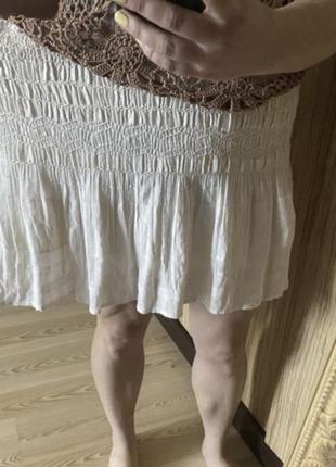 Светлая стильная короткая юбка на резинке 50-56 р zara5 фото