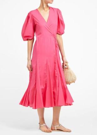 Новое коралловое платье, пышное на запах стиль zara