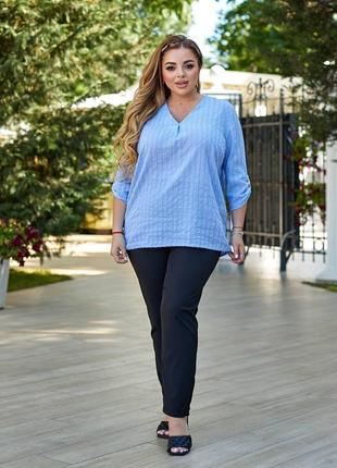 Женская нарядная модная блуза голубая белая мятная батал большого размера 50-52 54-56 58-601 фото