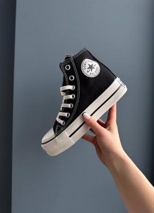 Converse lift black high чорні високі кеди масивна платформа конверс весна літо осінь демісезон черные кеды на высокой подошве2 фото