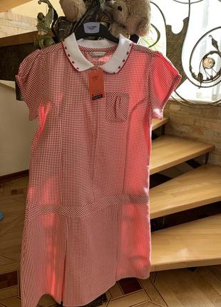Платье в клеточку, 12-13 лет, m&s, 158 см, поло, plus fit, школьное3 фото
