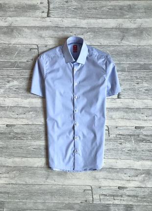 Мужская рубашка тенниска pure slim fit shirt bright blue