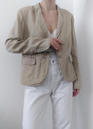 Бежевый льняной пиджак жакет беж льняной блейзер бежевый пиджак white system льняной жакет винтажный пиджак жакет винтаж блейзер лен1 фото