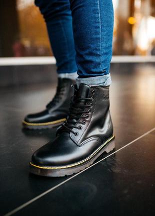 Зимние мужские ботинки dr.martens в черном цвете с мехом  (осень-зима-весна)😍7 фото