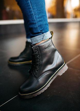 Зимові чоловічі черевики dr.martens в чорному кольорі з хутром (осінь-зима-весна)😍8 фото