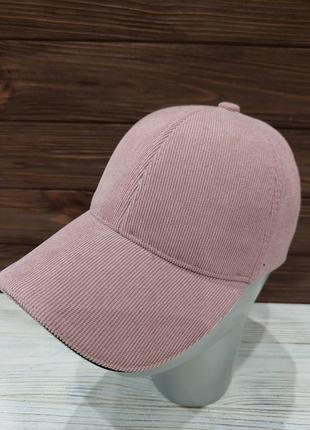 Кепка вельвет бейсболка унісекс чиста без написів рожева