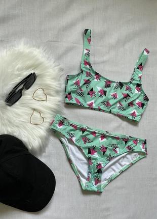 Новый набор купальник с принтом восьмидесятых бирюзовый asos размер 38