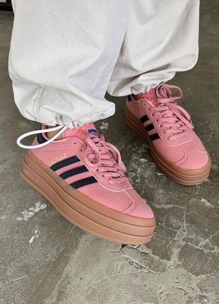 Женские кроссовки adidas gazelle bold «&nbsp;pink / navy&nbsp;» premium