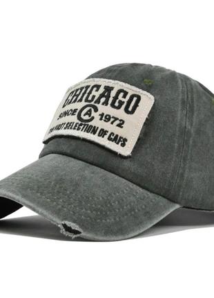 Кепка бейсболка chicago (чикаго) з вигнутим козирком чорна, унісекс wuke one size7 фото