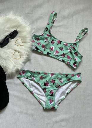 Новый набор купальник с принтом восьмидесятых бирюзовый asos размер 38