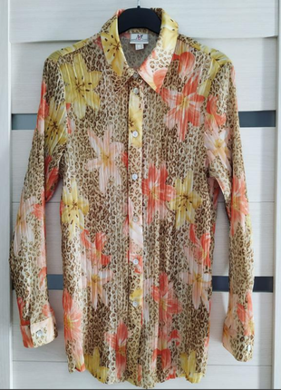 Блуза рубашка плиссированная в цветочный принт