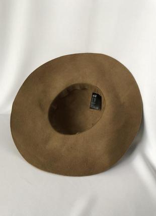 Коричневая широкополая шляпа шерсть фетр7 фото