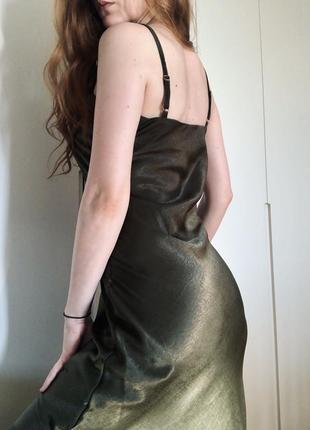 Шелковое вечернее платье (платье) на бретелях с распоркой3 фото