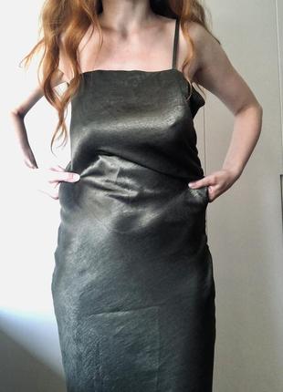 Шелковое вечернее платье (платье) на бретелях с распоркой7 фото