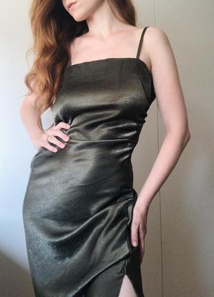Шелковое вечернее платье (платье) на бретелях с распоркой2 фото