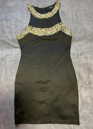 Sisters point сукня плаття с паєтками золотими чорне м 38