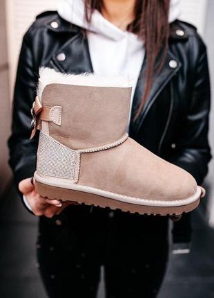 Сапожки ugg mini bailey bow ii  с натуральным мехом овчины /осень/зима/весна😍1 фото