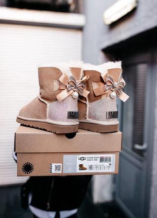 Сапожки ugg mini bailey bow ii  с натуральным мехом овчины /осень/зима/весна😍8 фото