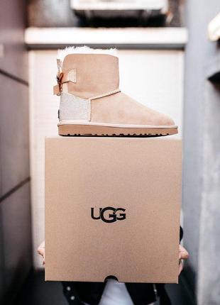 Сапожки ugg mini bailey bow ii  с натуральным мехом овчины /осень/зима/весна😍10 фото