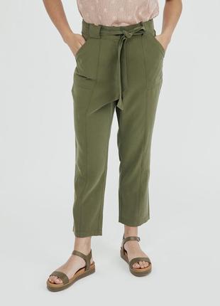 Літні тонкі брюки карго однотонні укорочені штани з поясом і високою талією англія oliver bonas s/m1 фото