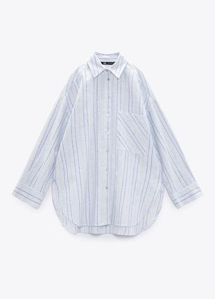 Оверсайз льняная рубашка, блуза zara, новая коллекция, размер xs, xl6 фото