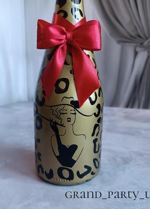 Индивидуальный дизайн шампанского декора бутылки глиттер