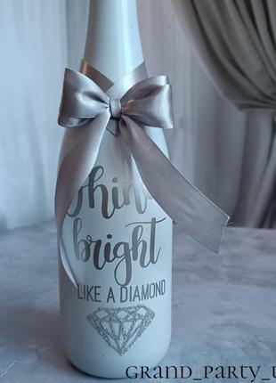 Индивидуальный дизайн шампанского декора бутылки глиттер
