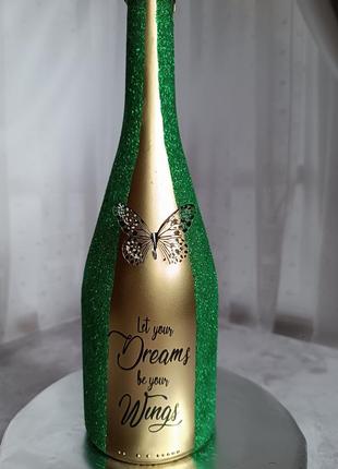 Индивидуальный дизайн шампанского декора бутылки глиттер