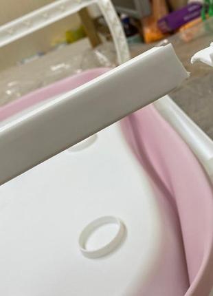 Уценка ванна детская складная с датчиком температуры розовая/белая.ванна для новорожденного3 фото