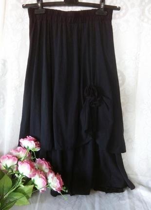 Роскошная черная юбка с драпировкой