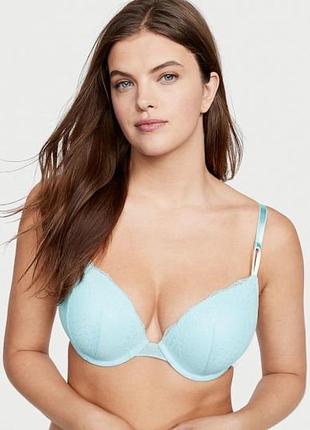 Бюстгальтер сетевой пуш ап голубого цвета