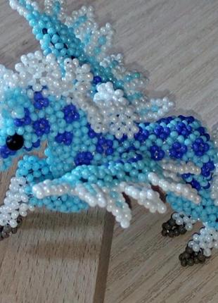 Пегас из бисера, бисероплетения, аммигуруми из бисера, крылатый конь из юиспера.