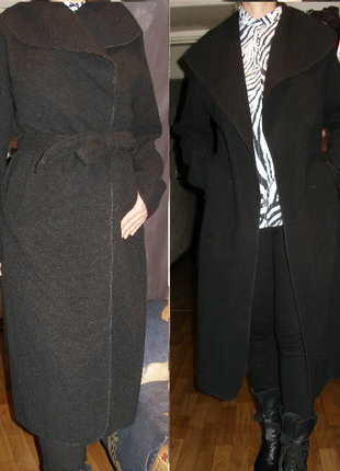 Элегантное шерстяное пальто с поясом италия3 фото