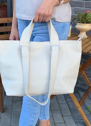 Кожаная женская сумка-шоппер