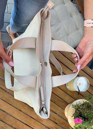 Кожаная женская сумка-шоппер