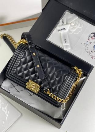 Сумка женская кожаная маленькая черная брендовая в стиле шанель chanel