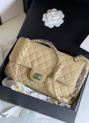 Сумка женская кожаная маленькая бежевая брендовая в стиле шанель chanel
