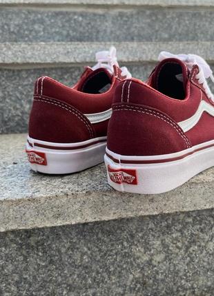 Замшеві, бордові кеди vans old skool burgundy4 фото