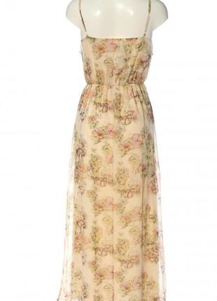 Шифоновое красивое кремовое платье сарафан в цветочный принт от miss selfridge3 фото