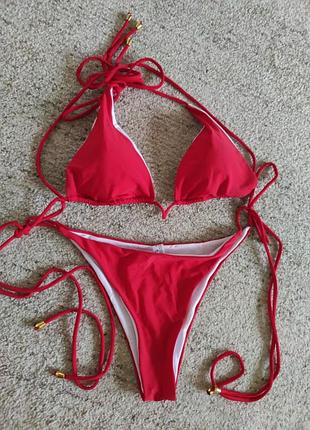 Красный раздельный купальник shein l