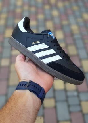 Жіночі літні кросівки adidas samba чорні з білим кеди адідас самба