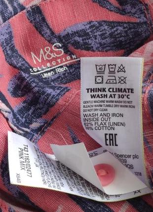 Сорочка зі змішаної лляної тканини marks&spencer з принтом6 фото