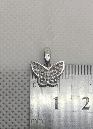Новая родированая серебряная подвеска бабочка куб.цирконий серебро 925 пробы5 фото