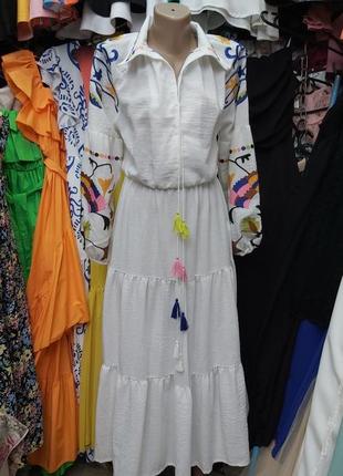 Платье из натуральной ткани с вышивкой турция1 фото
