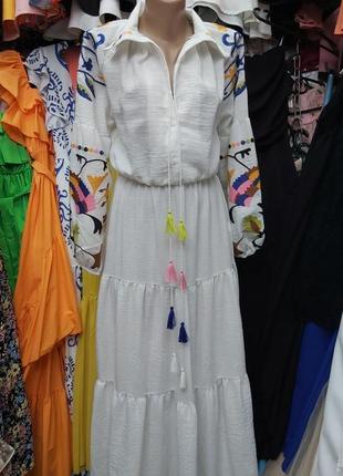 Платье из натуральной ткани с вышивкой турция7 фото