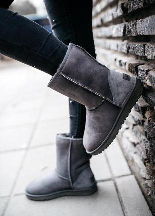 Шикарные зимние сапоги ugg short ii grey с мехом овчины /осень/зима/весна😍6 фото