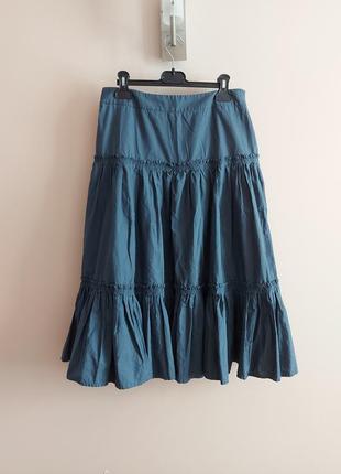 Ярусна спідниця юбка міді бавовна, р. 38, можна р. 401 фото