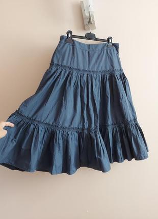 Ярусна спідниця юбка міді бавовна, р. 38, можна р. 402 фото